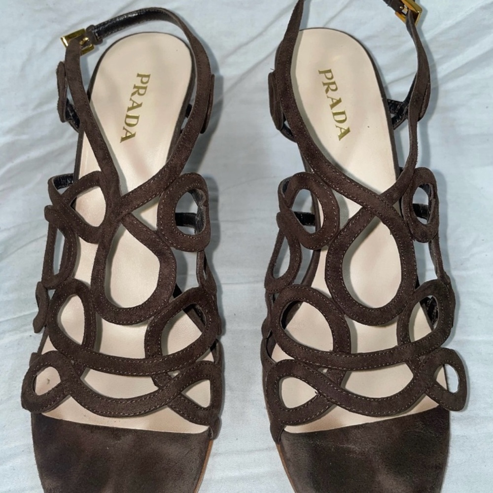 PRADA Brown Suede Stiletto Heels, Sz 41
